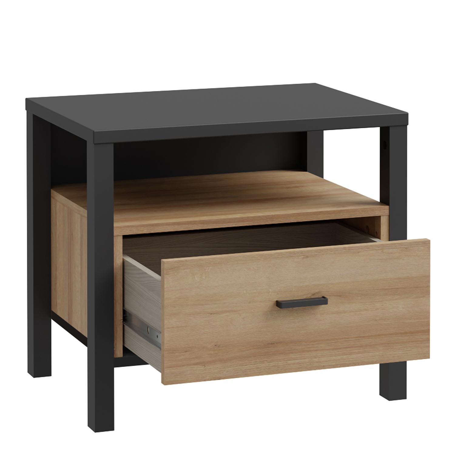 High Rock Bedside Table - Riviera Oak Black