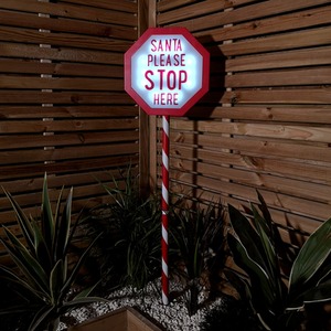 Battery Operated Light up Santa Stop Here Sign