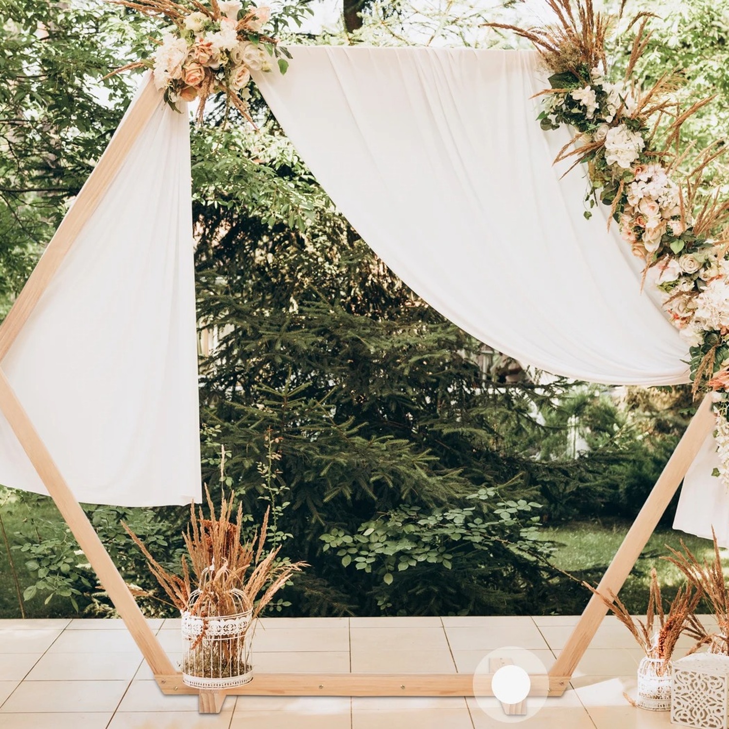 Wooden Hexagon Wedding Arch - Natural 6 6ft