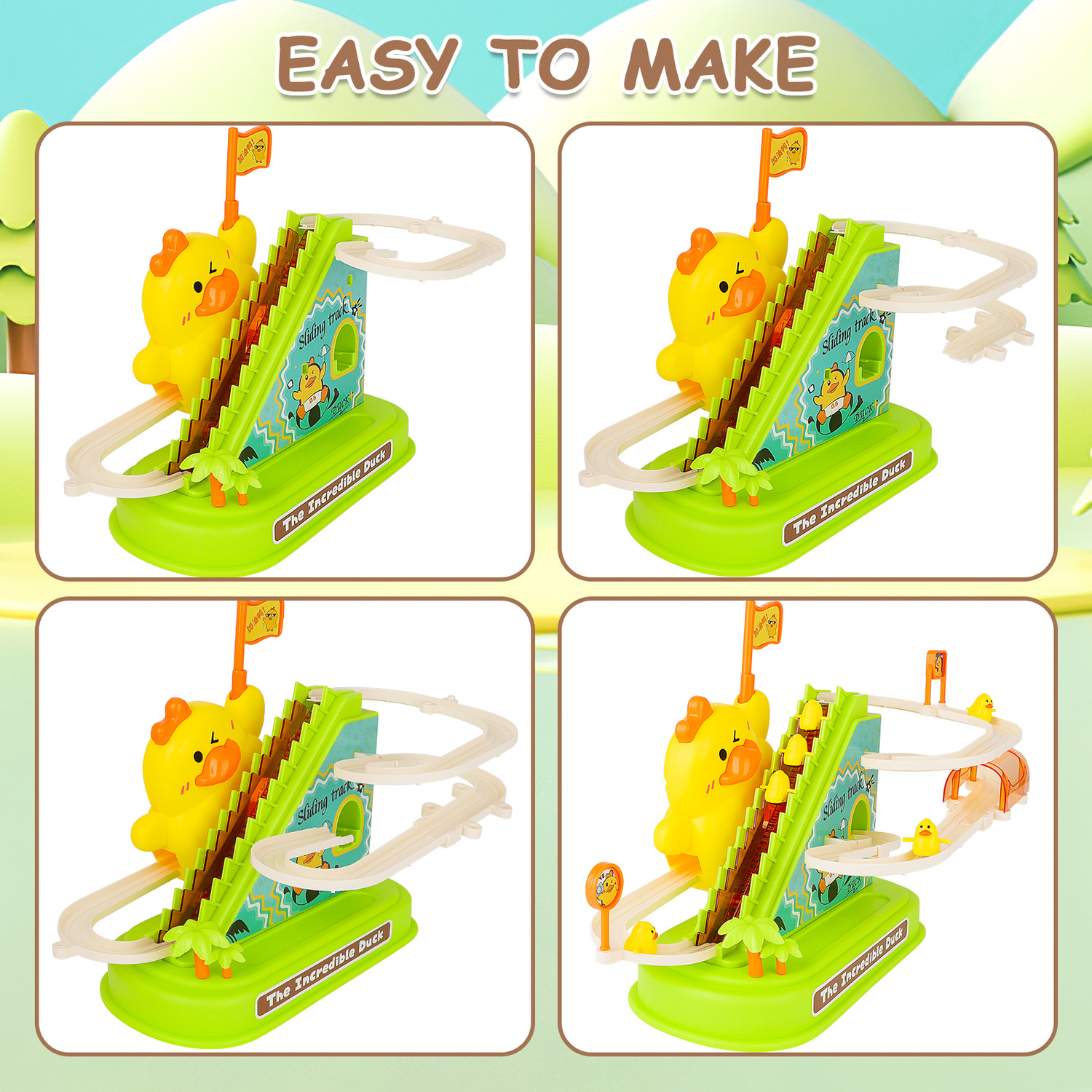 Ducks Electric Roller Coaster Chasing Race Track Toys Game Set