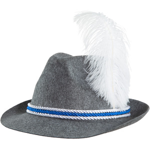 German Hat With Feather In Grey
