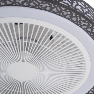 White+Black Fan Light with Black Hollow Tree Branch Pattern Lampshade shot 5959134