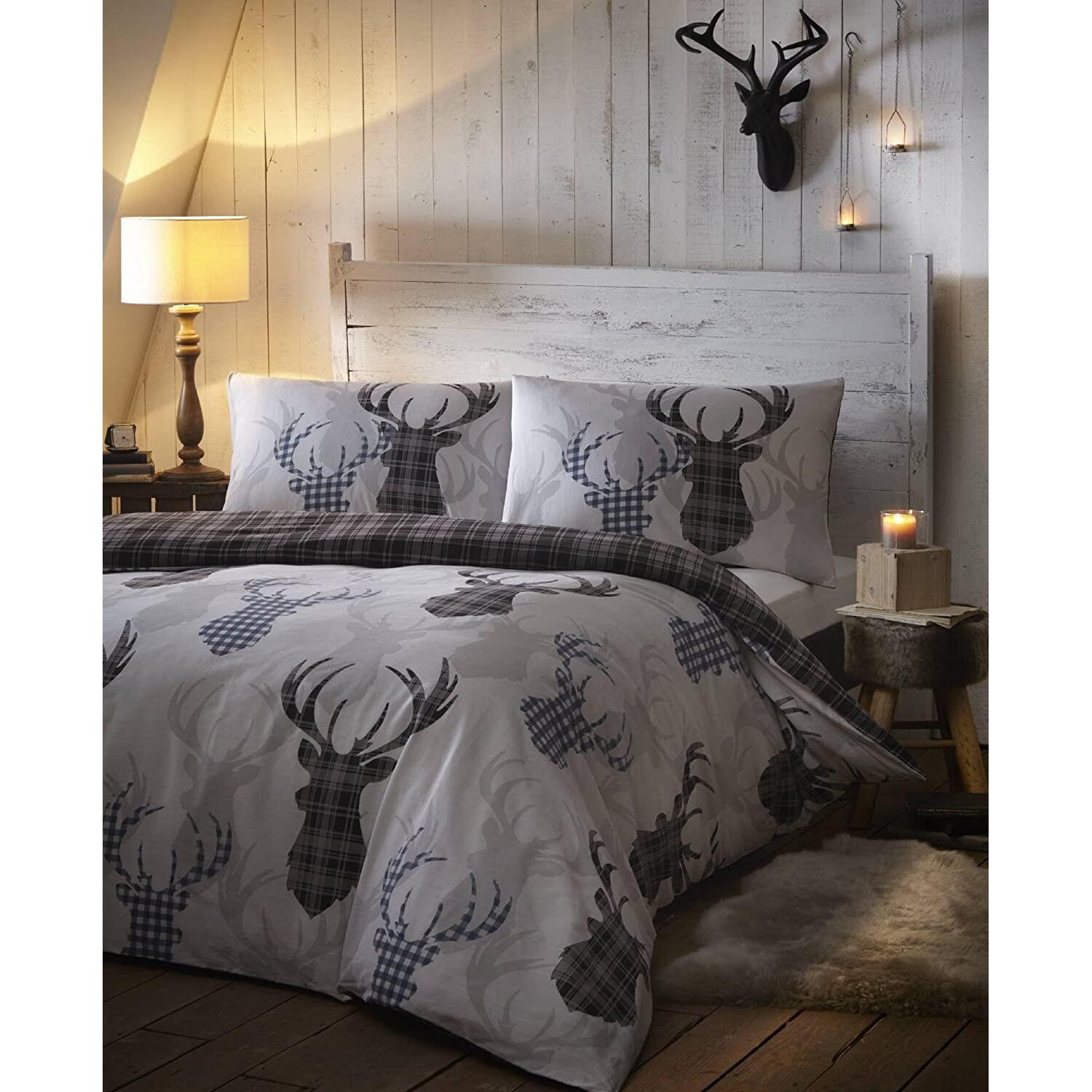 Red Tartan Plaid Ruffle Duvet Cover