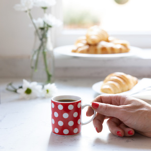 Set Of 6 Polka Dot Espresso Cups