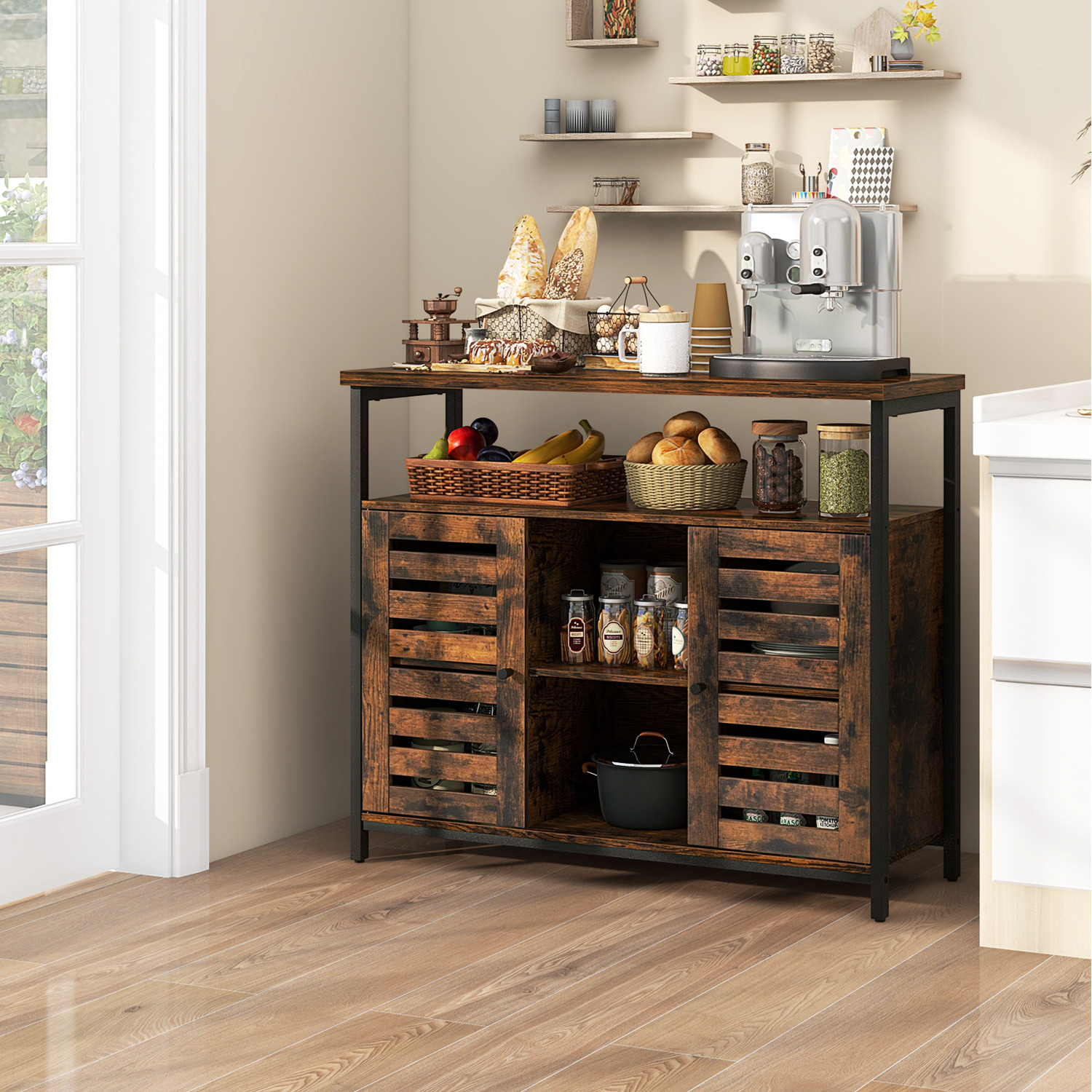 Industrial Sideboard Storage Cabinet - Brown