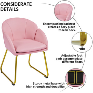 Simple Pink Yaheetech Flower Shape Vanity Chair Accent Chair shot 6213520