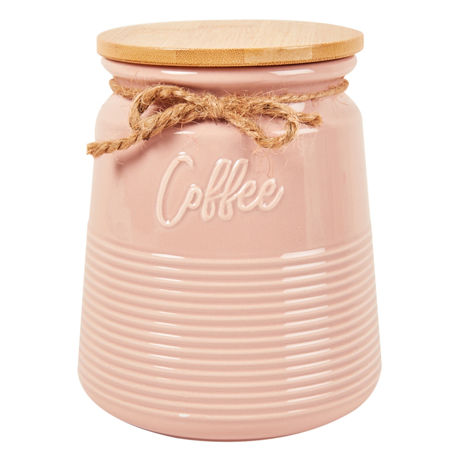 Image of Ribbed Canister with Twine - Coffee