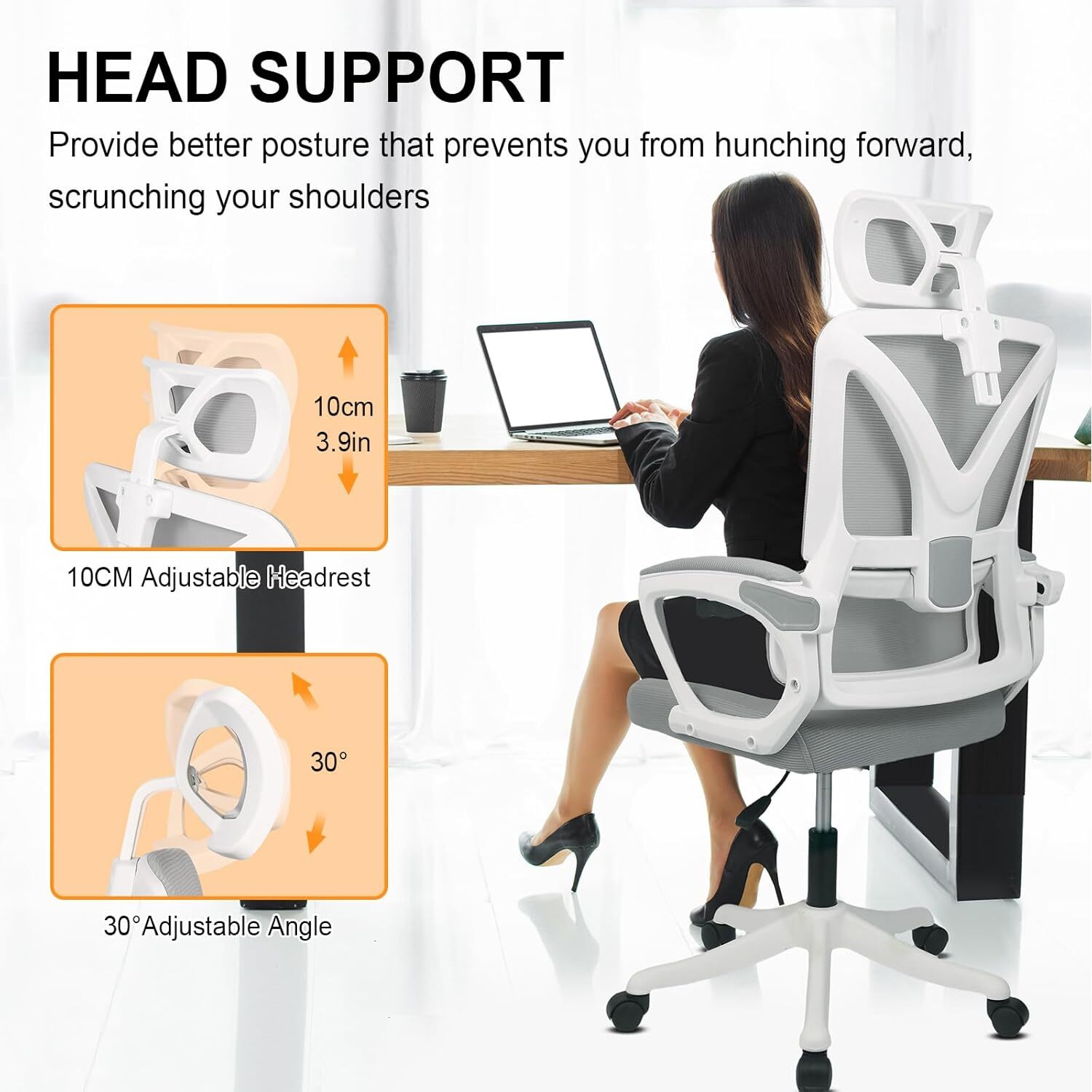 Adjustable Ergonomic Office Chair with Back Support and Headrest