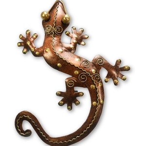 Metal Gecko Wall Art Hanging Single Bronze