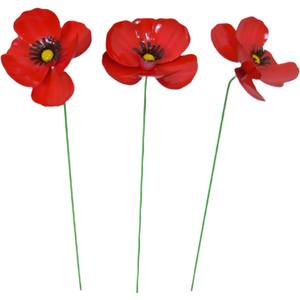 Metal Poppy Flower Garden Ornament