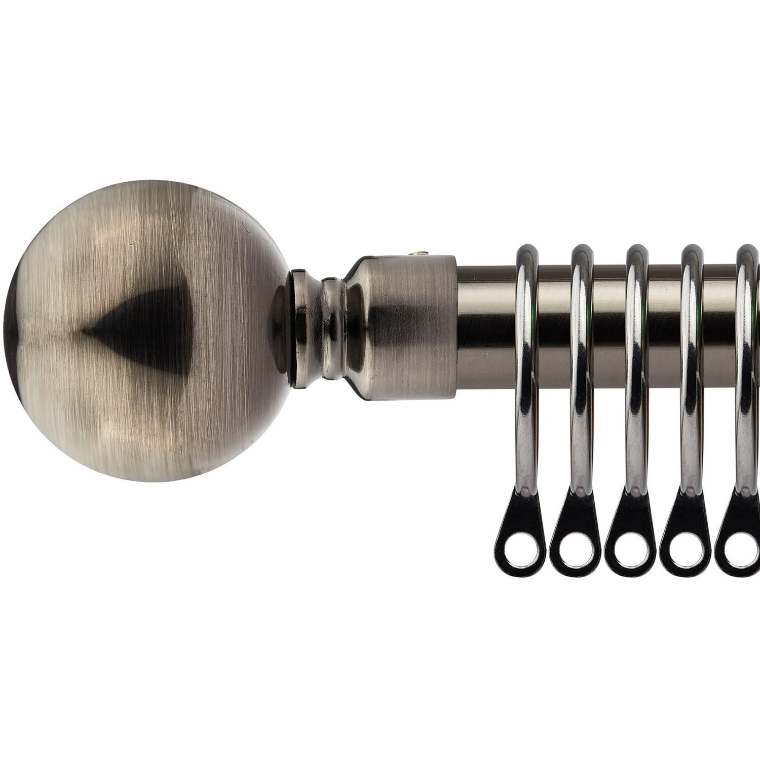 16-19mm Sphere Extendable Durable Metal Curtain Pole Set - Black Silk / 120cm