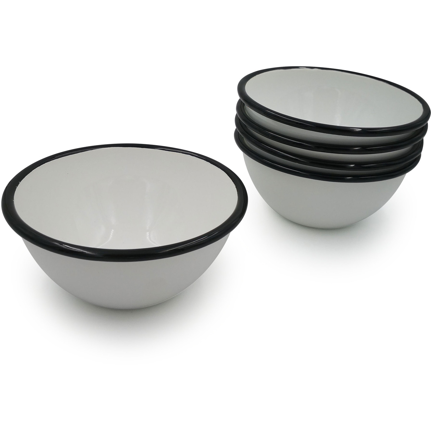 Image of Black Rim White Enamel Tapas Bowls&hellip;