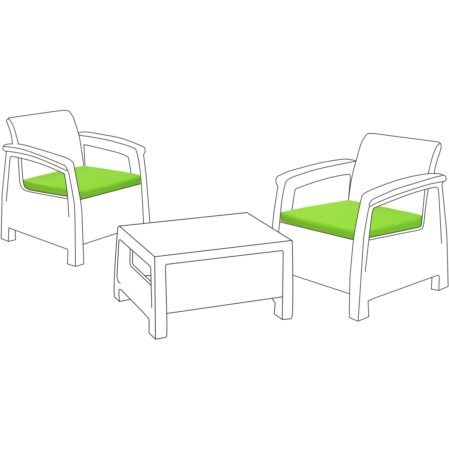 Outdoor Rattan Chair Cushion Garden Keter Furniture 2pc Seat Pads - Lime