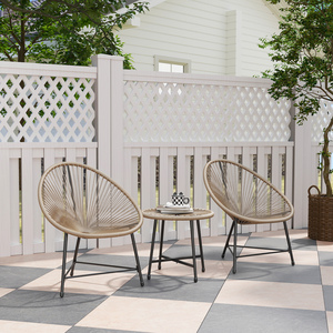 Outsunny Rattan Bistro Set with Acapulco Chairs Wood