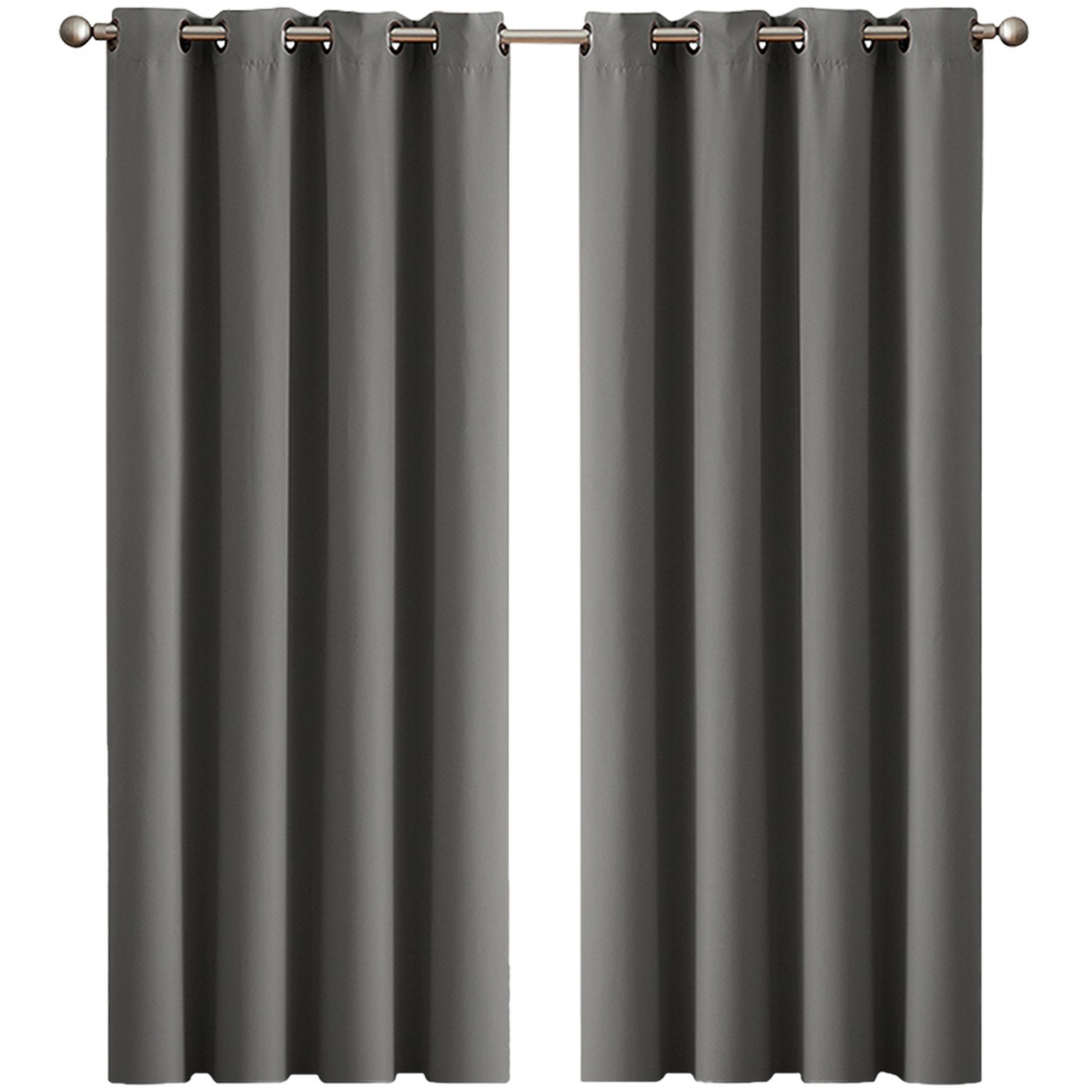2 Pack Triple Layer Eyelet Blackout Curtain - Charcoal / 183cm / 117cm