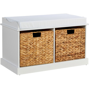 White / 2 Lapworth Hallway Storage Bench with Wicker Drawers shot 7637918