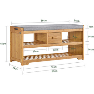 Brown SoBuy Bamboo 2 Tiers Shoe Rack shot 7757651