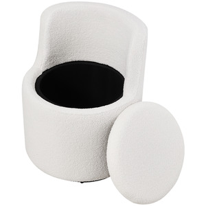 White Upholstered Sherpa Swivel Chair with Storage shot 7768879