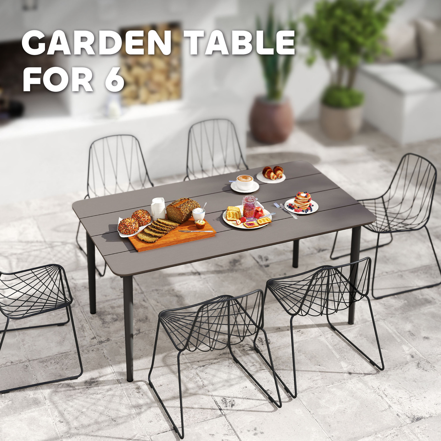 Outsunny Garden Table with Rust Resistant Metal Frame