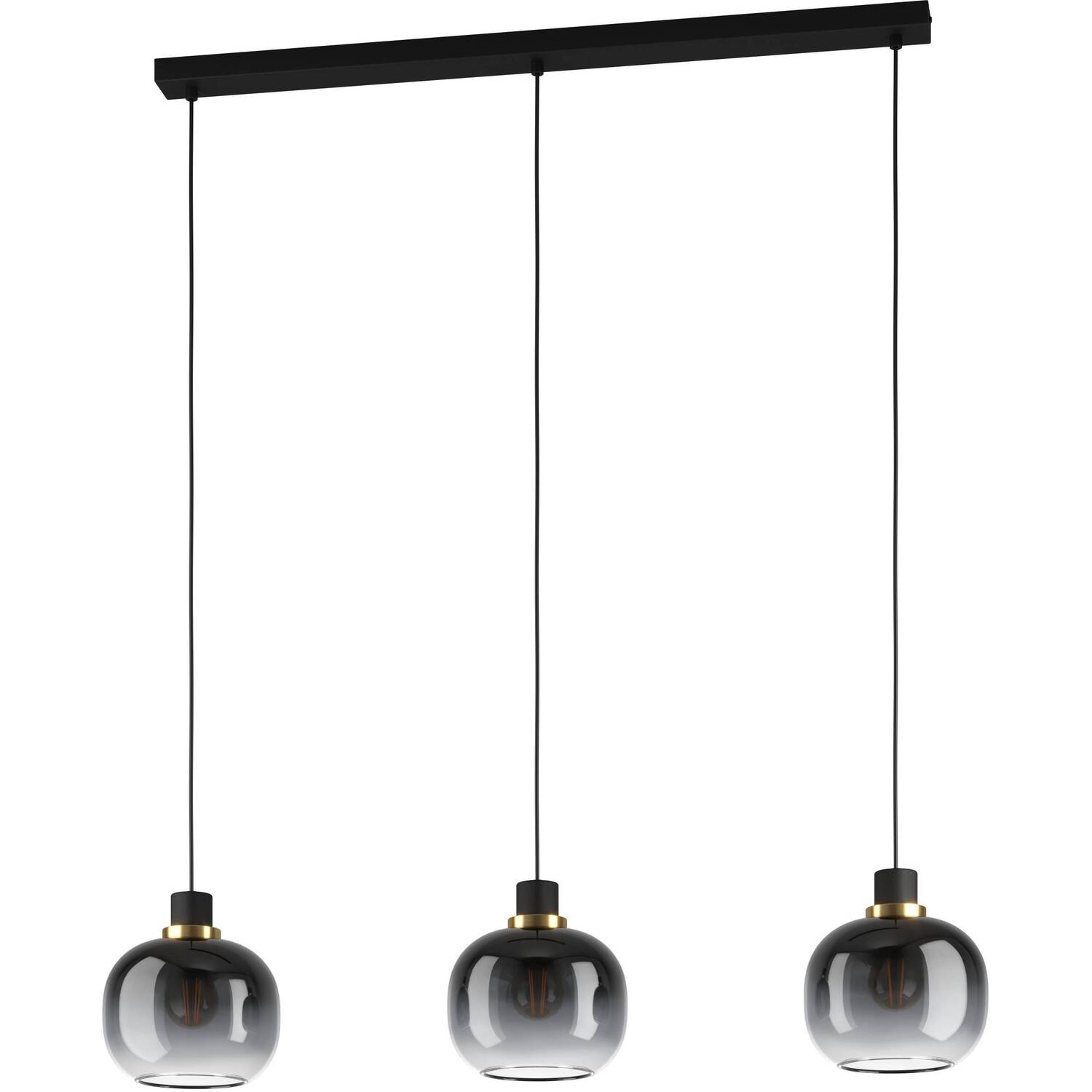 Eglo Oilella Linear Black And Grey Glass Pendant Light - Black Brass