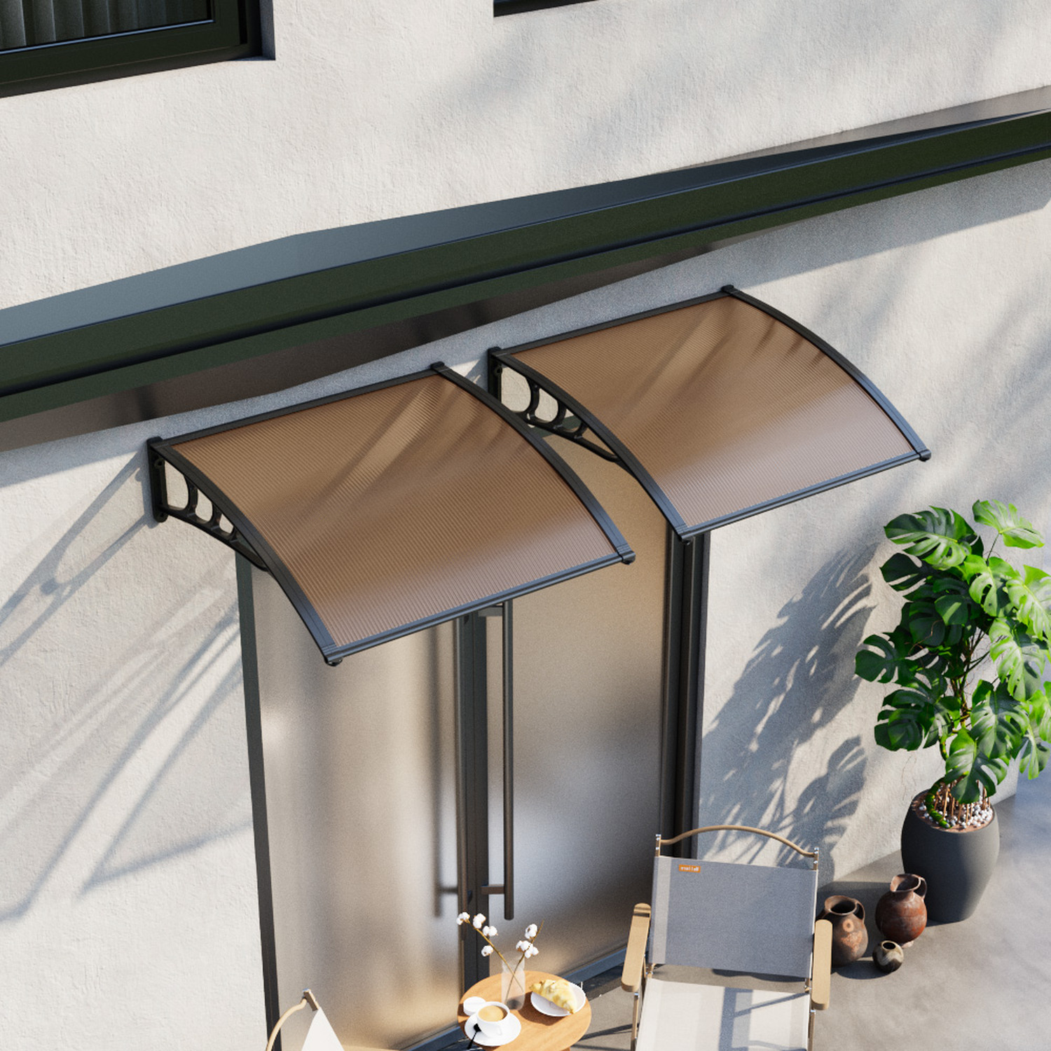 Image of Curved Overdoor Awning Rain Canopy -&hellip;