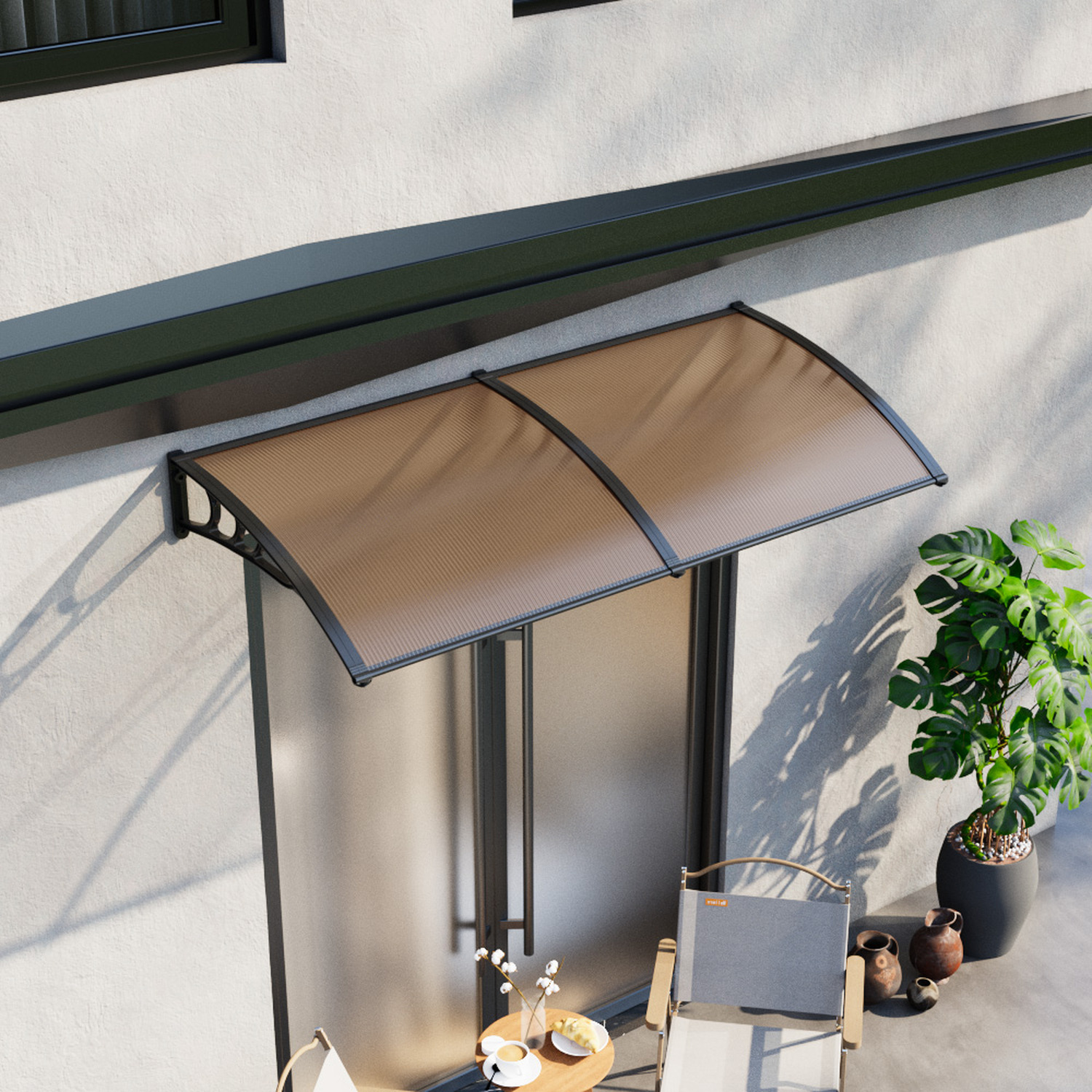Image of Curved Overdoor Awning Rain Canopy -&hellip;
