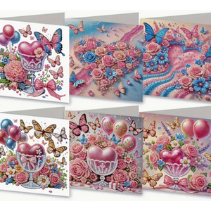 Pack of 6 Floral Butterfly Diamond Art Cards Kit
