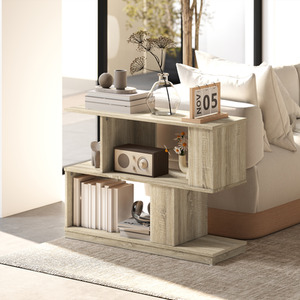 HOMCOM Natural Wood Finish End Table