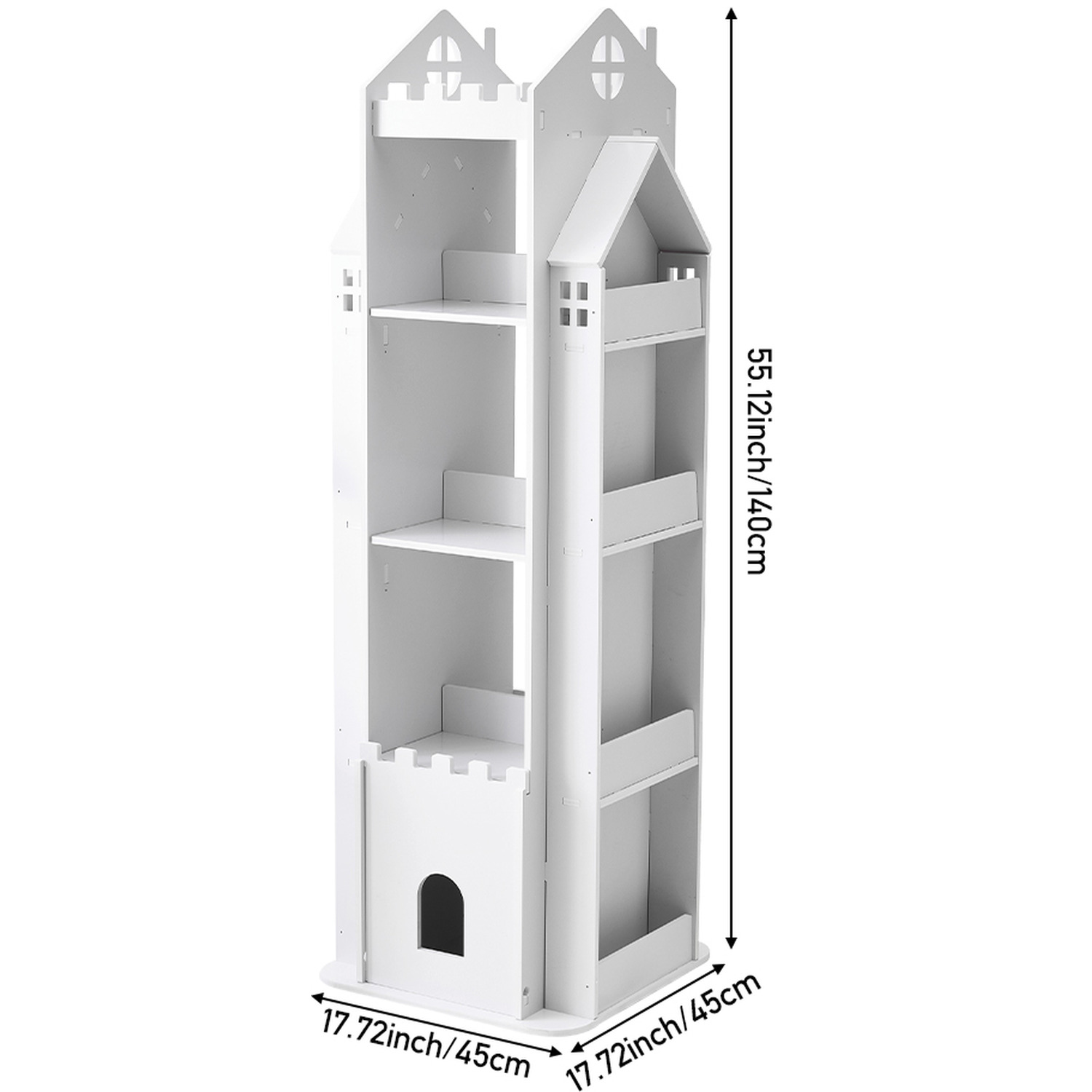 5-tier Castle Kids Rotating Bookshelf - White