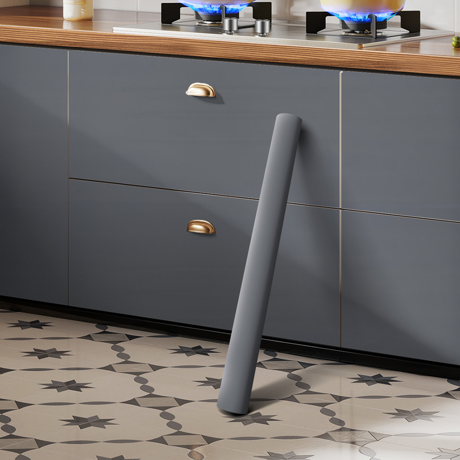 Livingandhome Waterproof Self Adhesive Pvc Plain Wallpaper - Blue-Grey