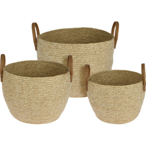 Set of 3 Natural Woven Storage Baskets