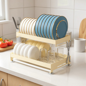 Lifeideas 2-Tier Foldable Carbon Steel Dish Drainer