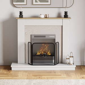 Roxby 3 Panel Steel Fire Guard, Black