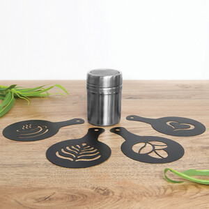 Barista Shaker and 4 Stencil Set