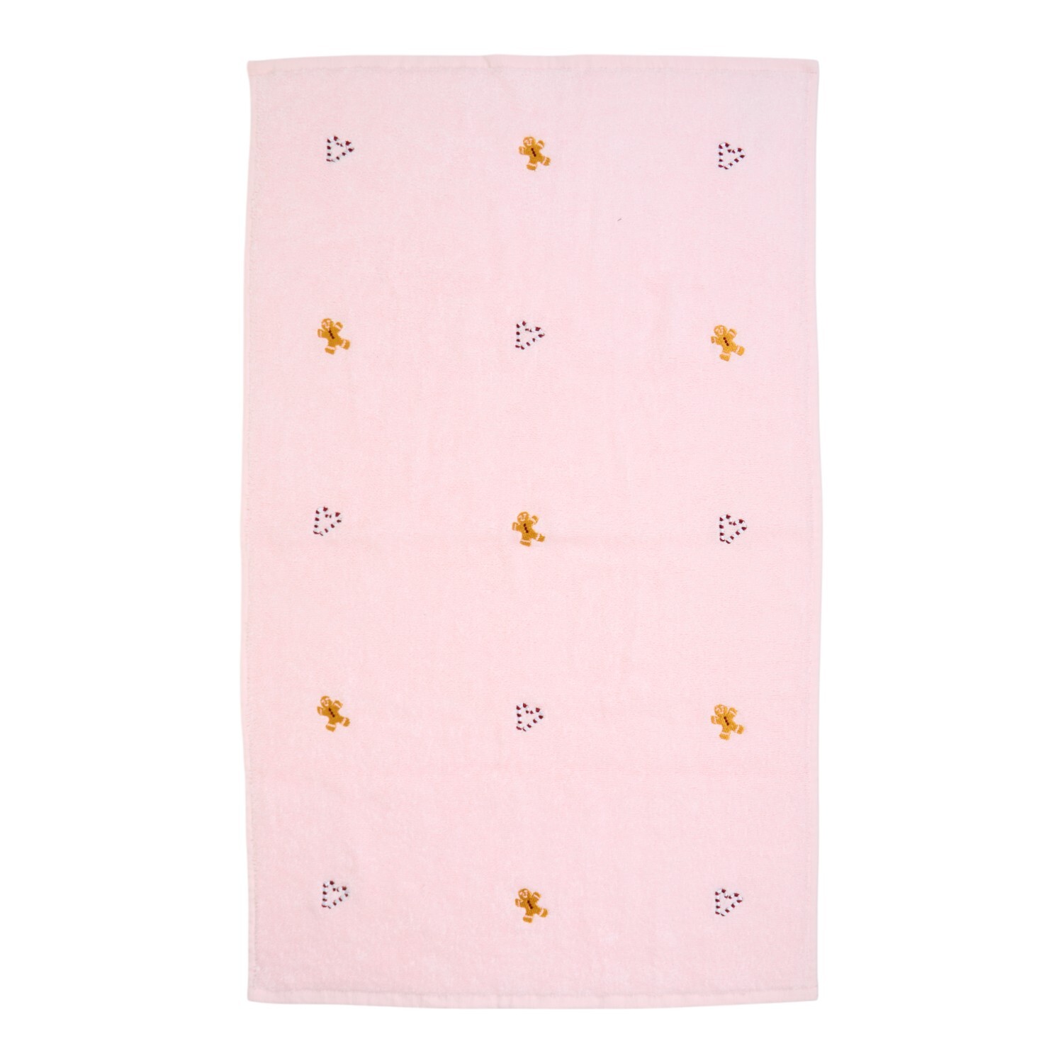 Gingerbread Man and Candy Cane Hand Towel - Pink