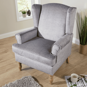 Silver grey Helena Traditional Accent Armchair High Back Occasional Wing Back Design shot 11254015