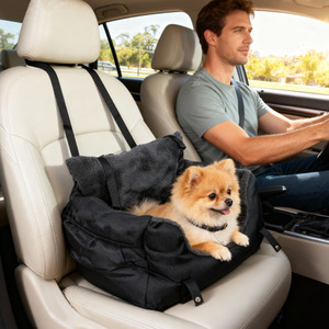 PawHut Dog Car Seat for Small Dogs with Fixed Buckle Safety Leash
