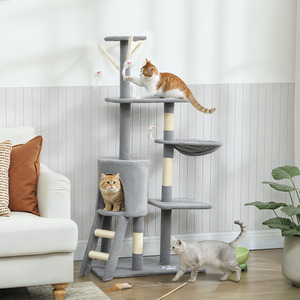 PawHut Cat Tree for Indoor Cats Climbing Tower with Ladder