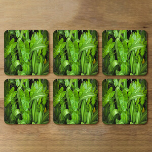 Abstract background of dark green leaves Designer Coaster Set