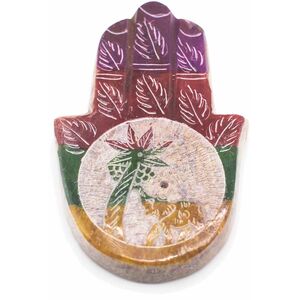 Soapstone Hamsa Incense Holder Elephant  Palm MultiColor