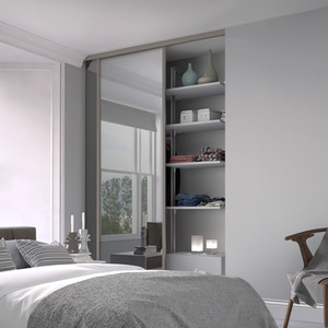Spacepro Classic 610mm Pebble Frame Mirror Sliding Wardrobe Door Kit
