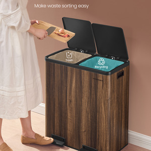 Dual Rubbish Bin, 2 x 8 Gallon (2 x 30 L) Metal Recycling Bin
