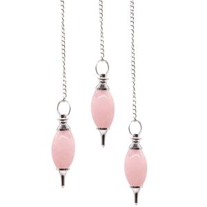 Lingam Shaped Gemstone Pendulum Rose Quartz