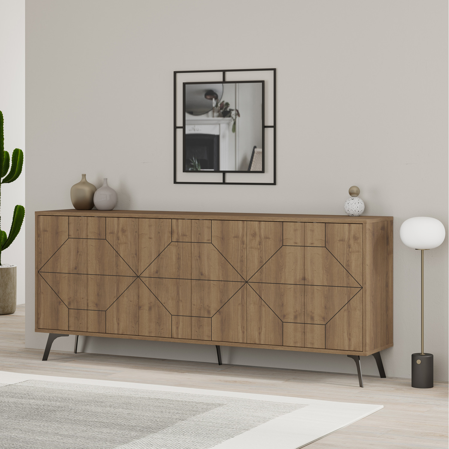 Decortie Dune Console Sideboard Display Unit 183 - Dark Oak Effect