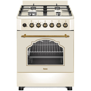 60cm Freestanding Dual Fuel Cooker With Wok Burner Cream Retro