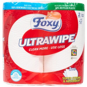 Pack of 2 Foxy Ultrawipe 3 Ply Kitchen Towels