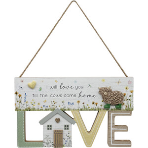 Highland Cow Hanging Love Sign