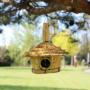 Small Round Seagrass Bird Box - Handwoven Rustic Garden Nester