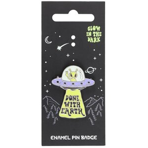 Glow in the Dark UFO Enamel Pin Badge Alien Abduction Style Accessory