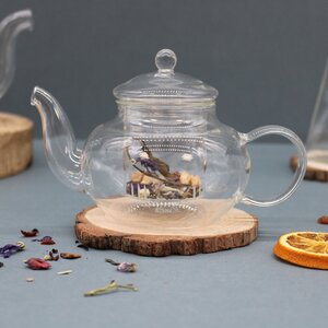 Round Pearl Glass Infuser Teapot Easy Brew Gift Box